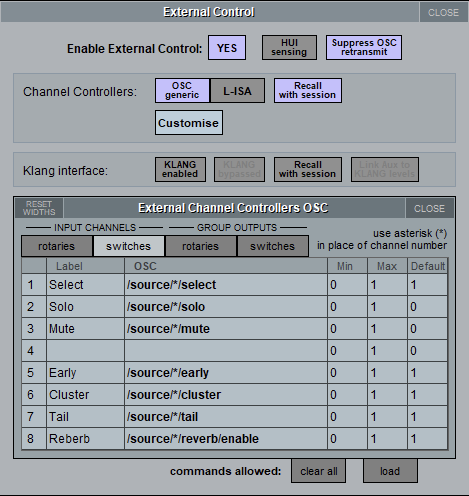 DiGiCo OSC Generic External Control - Switch