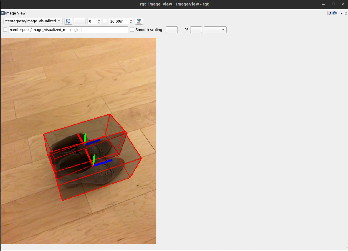 RQT showing detected pose of shoes