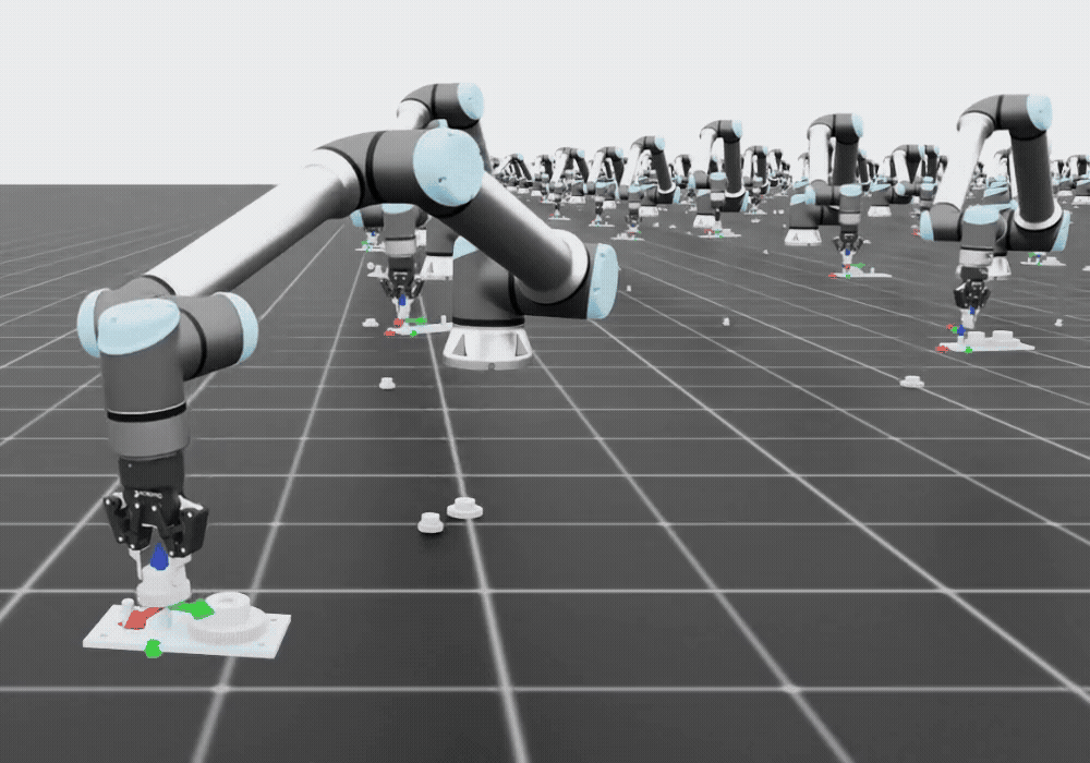 A visualization of the training procedure of the policy in Isaac Lab