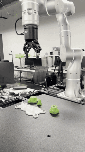 Real robot gear assembly for the Flexiv robot for a policy trained on top of Isaac Sim and Isaac Lab