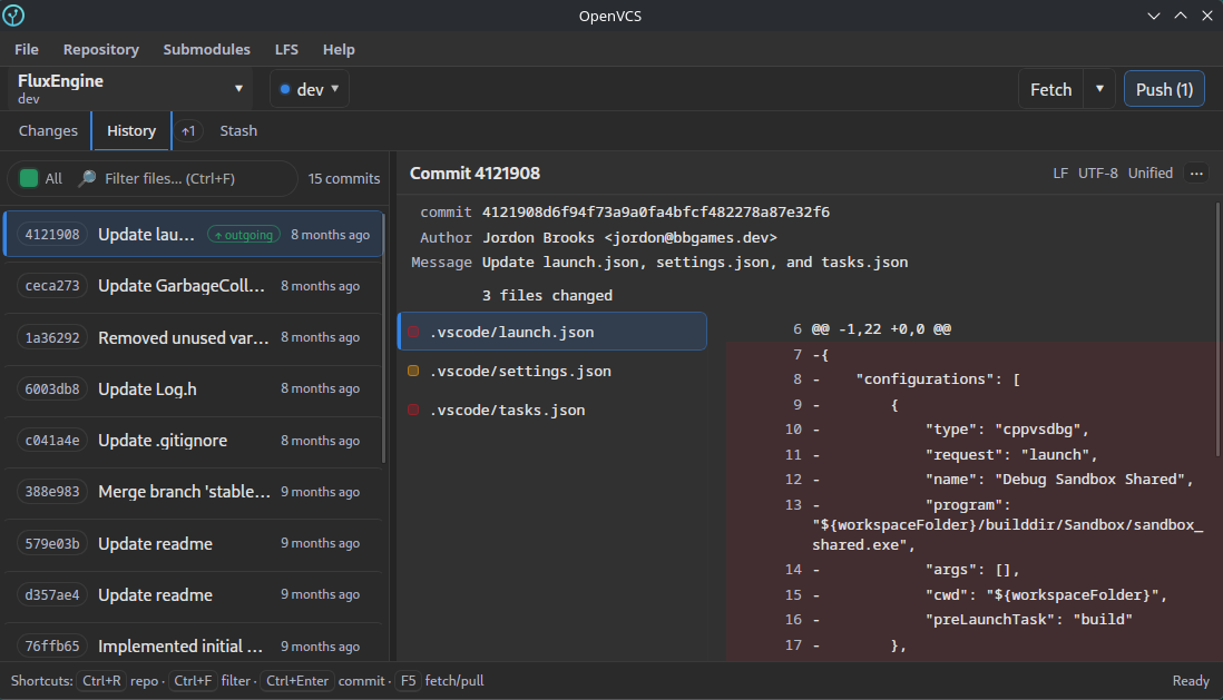 OpenVCS history view screenshot
