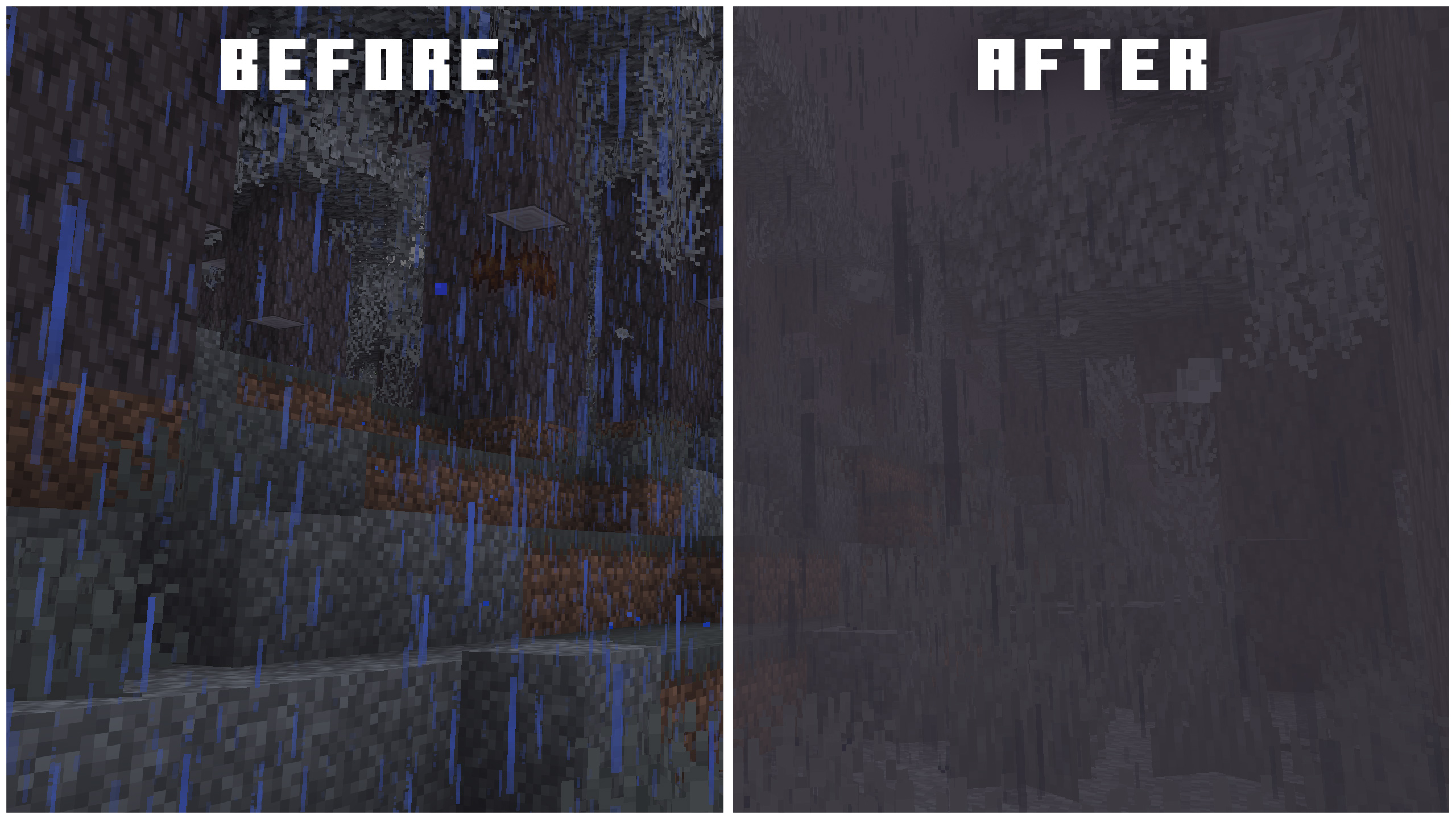 Before and after of a Pale Garden during a rain storm