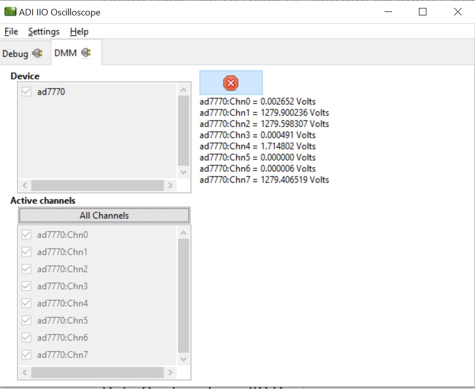IIO Oscilloscope DMM tab