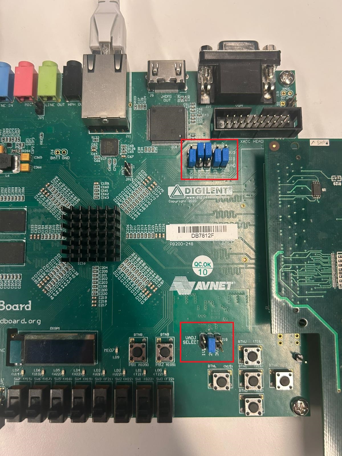 ZedBoard jumper settings for VADJ and SD card boot mode