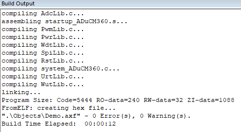 https://media.githubusercontent.com/media/analogdevicesinc/documentation/main/docs/solutions/reference-designs/eval-aducm360-user-guide/images/keil_build_successful.png