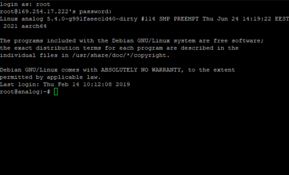 SSH session after login showing access to board components via SPI