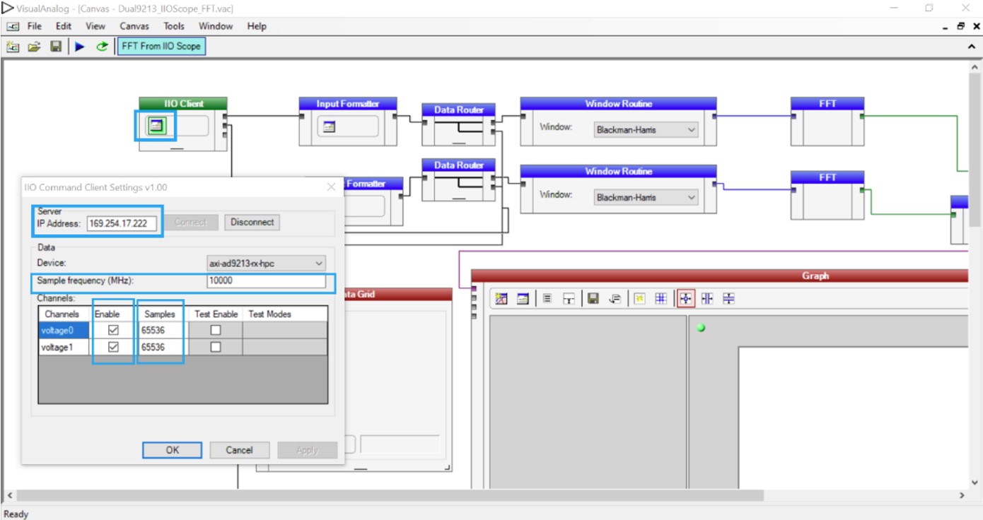 VisualAnalog IIO Client module settings for Synchronized 10G capture