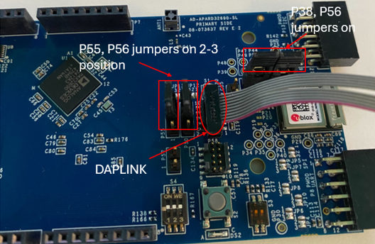 https://media.githubusercontent.com/media/analogdevicesinc/system-level/main/docs/solutions/reference-designs/ad-apard32690-sl/production_testing/images/firmware_and_memory_test_jumper_positions.png