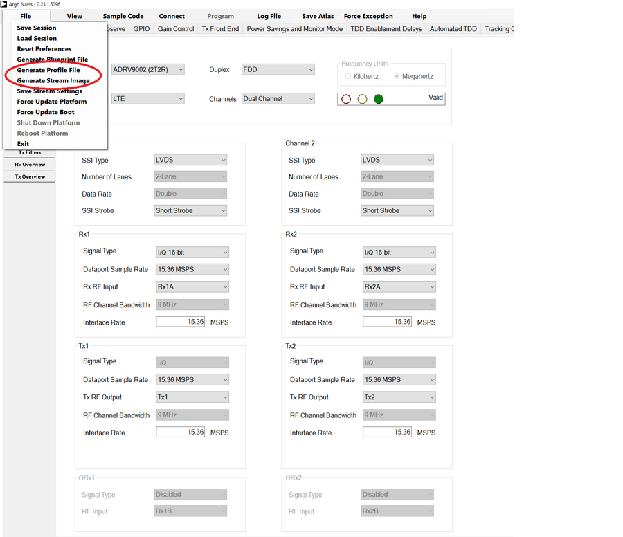 https://media.githubusercontent.com/media/analogdevicesinc/system-level/main/docs/solutions/reference-designs/adrv9002/images/tes_save_profile_and_stream_2.png