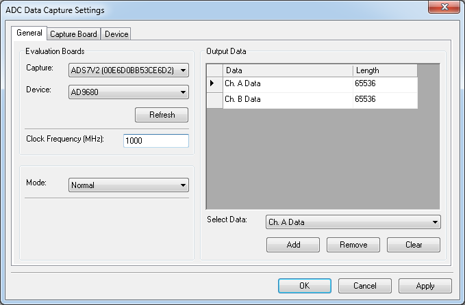 https://media.githubusercontent.com/media/analogdevicesinc/system-level/main/docs/solutions/reference-designs/eval-ad9694/images/9694_data_capture_settings_general_1000.png