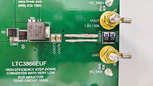 https://media.githubusercontent.com/media/analogdevicesinc/system-level/main/docs/solutions/reference-designs/eval-ltpa-kit/hardware_guide/scrapped_solder_mask_at_the_vout_and_gnd_planes.png