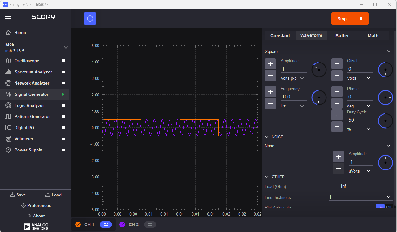 https://media.githubusercontent.com/media/analogdevicesinc/system-level/main/docs/solutions/reference-designs/pulsar_adc/images/pulsar_adc_scopy_channel1_coraz7s.png