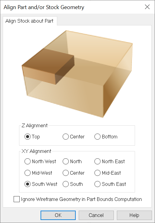 Align the stock to the part