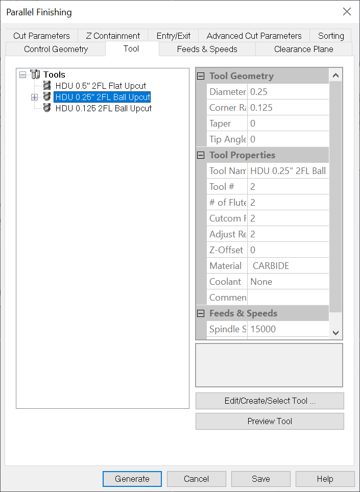 Parallel finishing operation