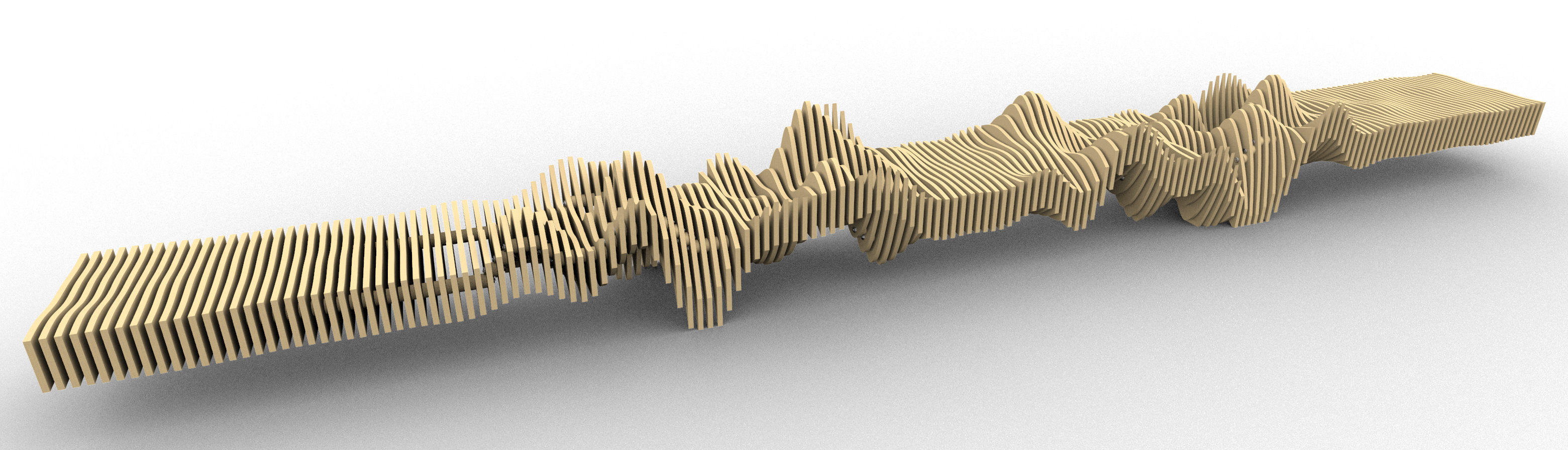 3D rendering of Poetry Waveform Bench