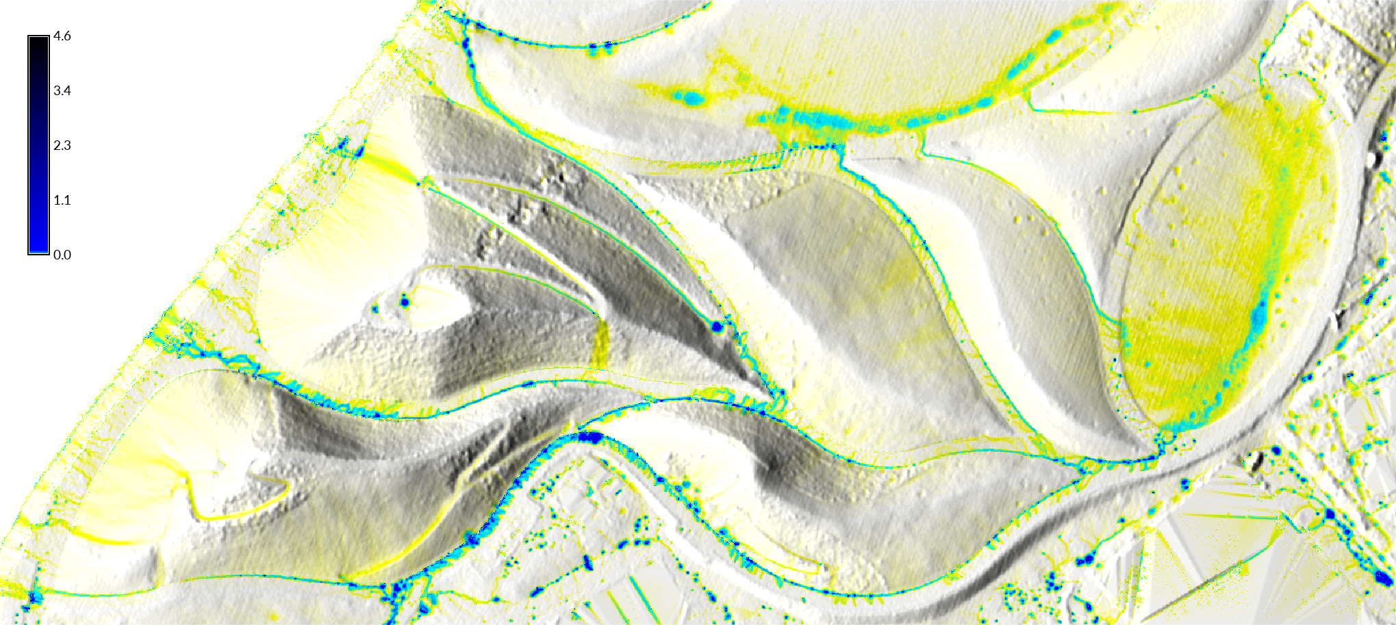 Shallow water flow discharge with landcover from NDVI