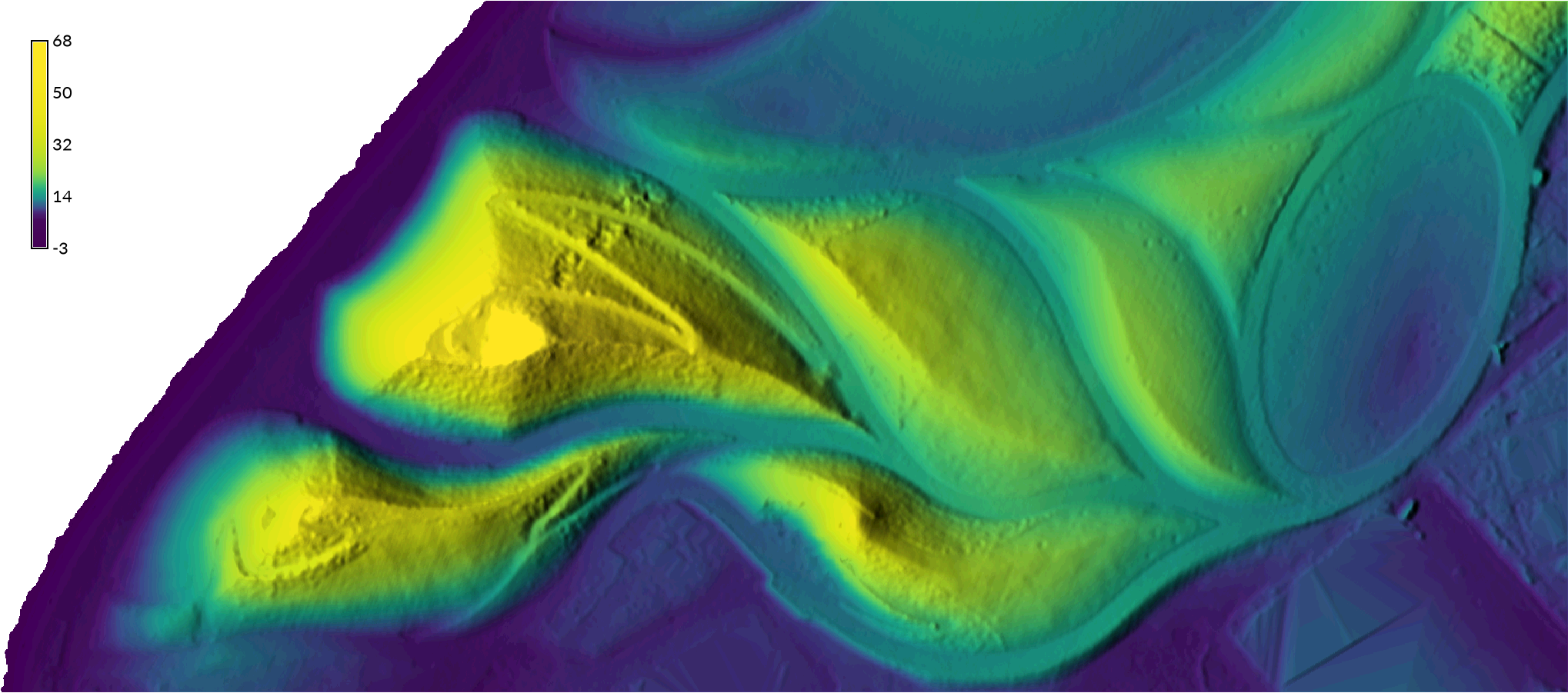 Digital elevation model with shaded relief