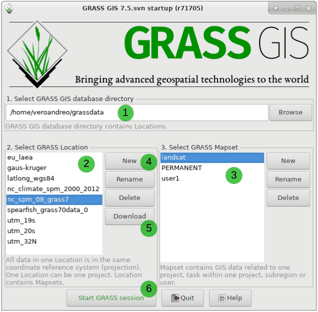 GRASS GIS Startup Screen