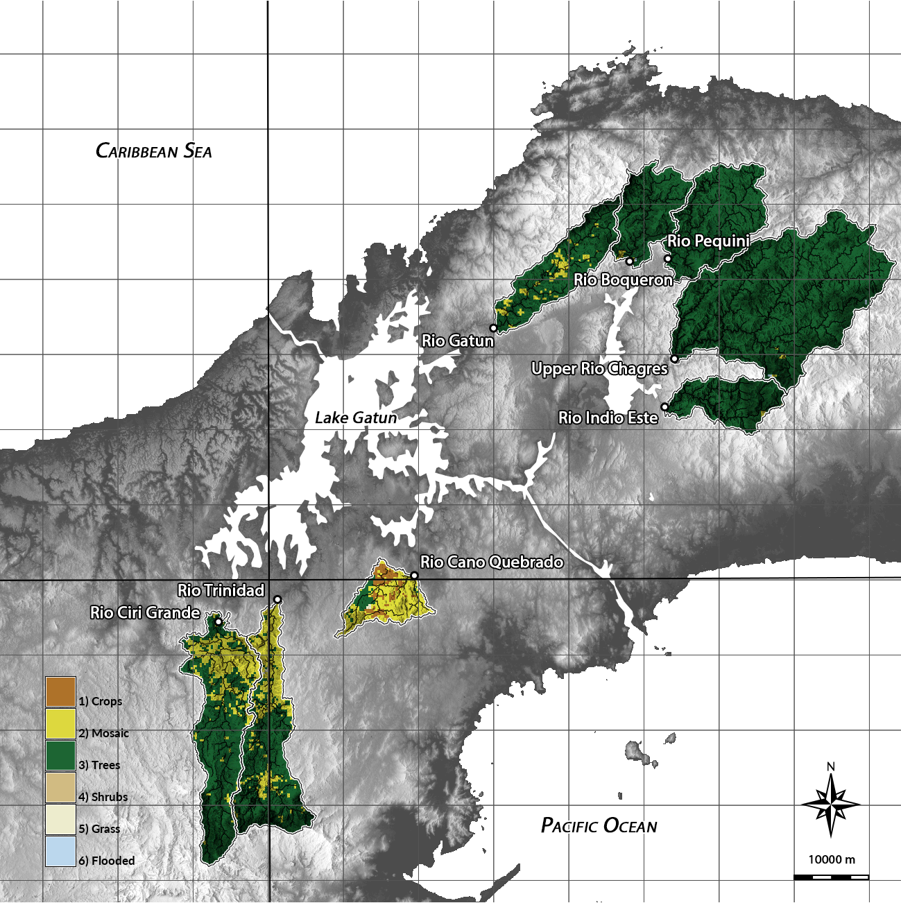 Landcover and river network for the Greater Panama Canal Zone Watershed