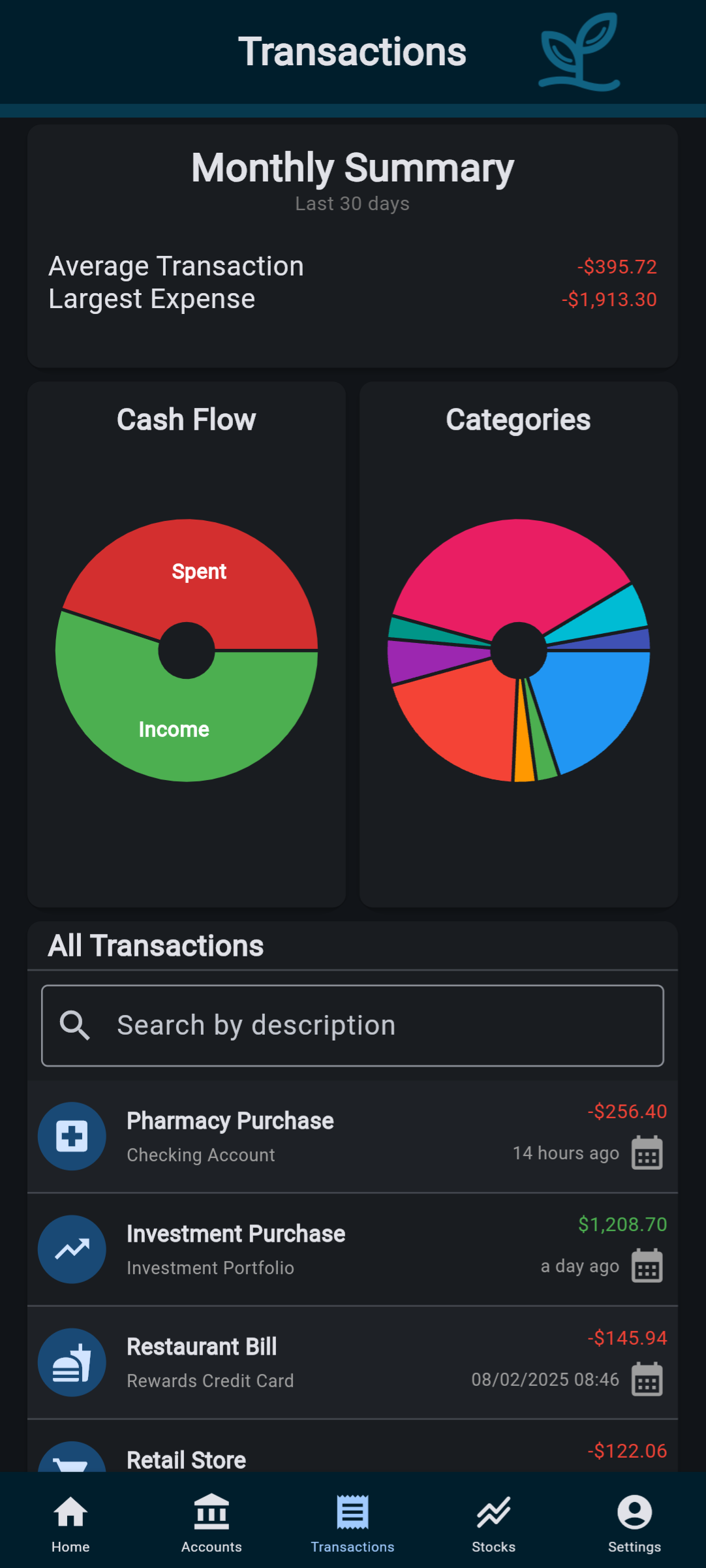 Transactions Page