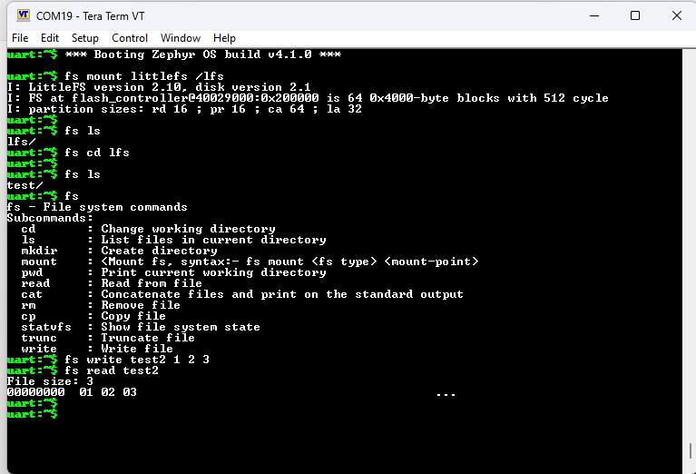 https://media.githubusercontent.com/media/jvelasc2/documentation-staging/main/docs/software/zephyr/using-zephyr-codefusion-fs/img/fs-shell-teraterm.png
