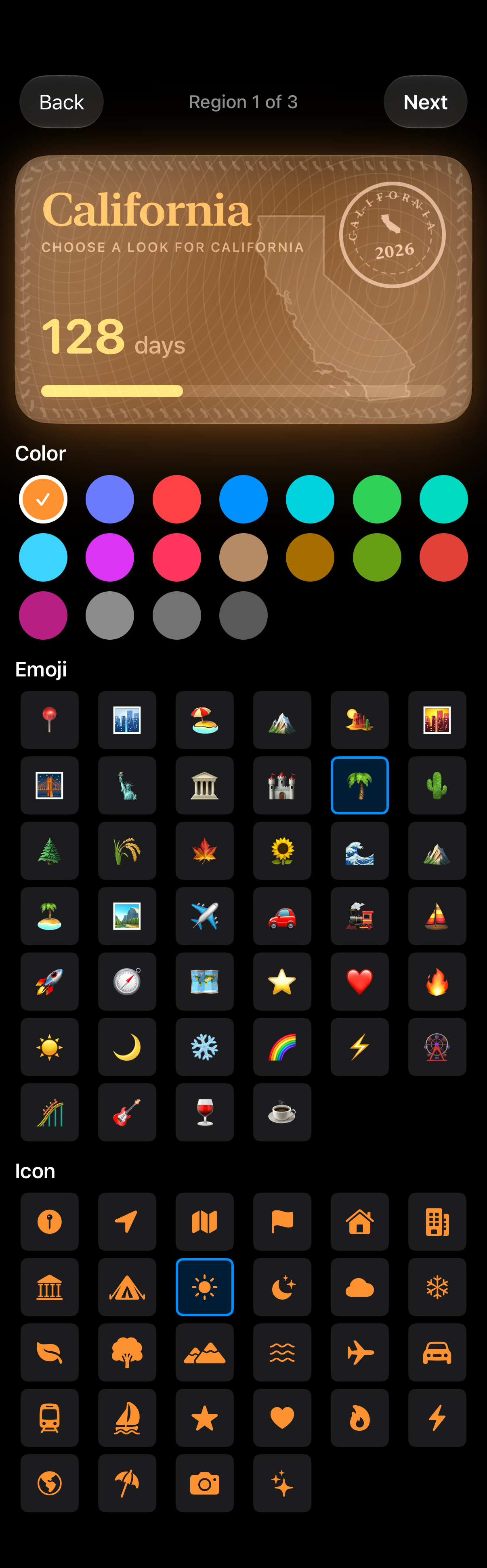 Region Appearance in dark appearance