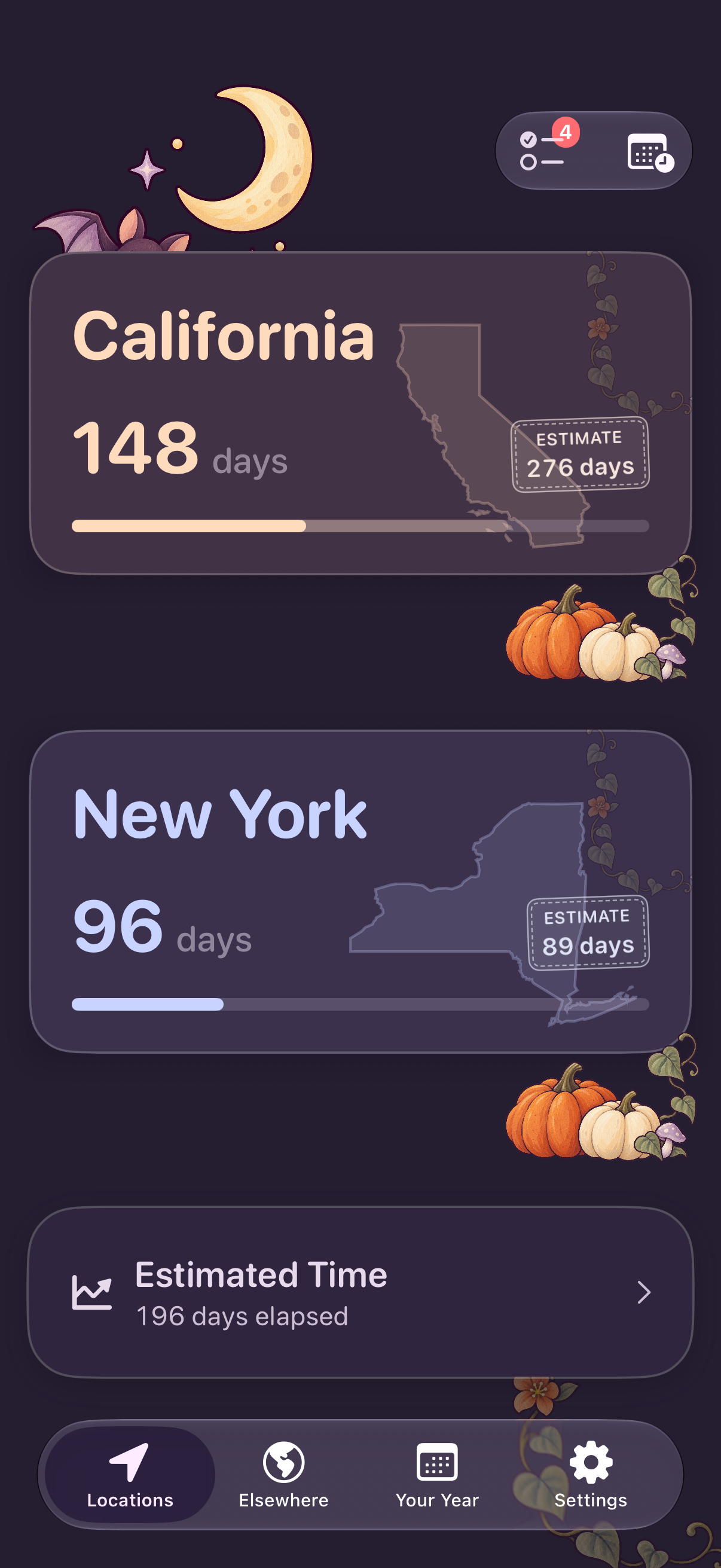 Halloween Locations in dark appearance