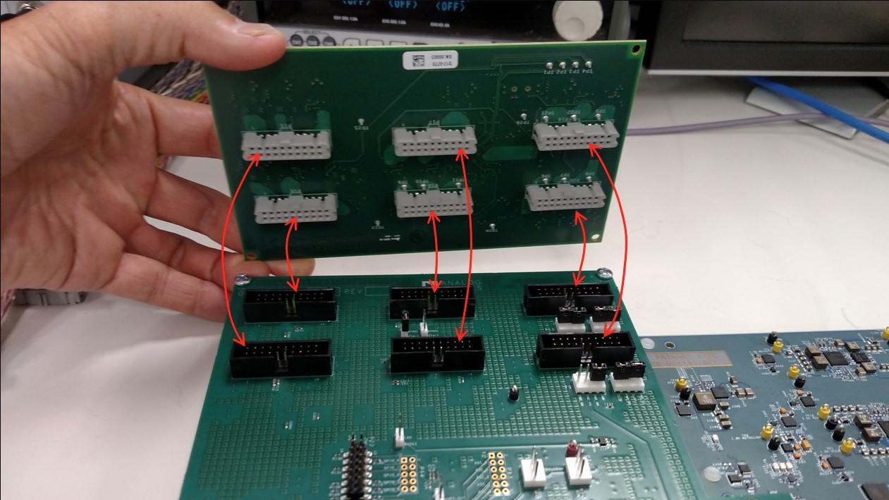 AD9213 evaluation board mated with the regulator board