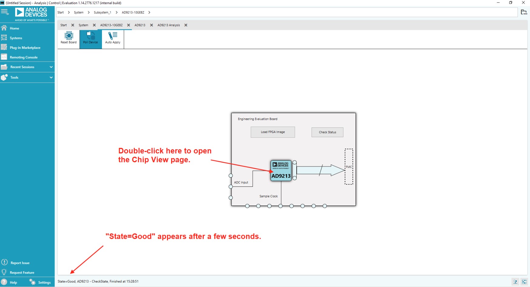 ACE board view showing "State=Good" in the lower left corner