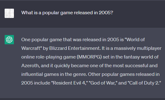 Popular Game in 2005?