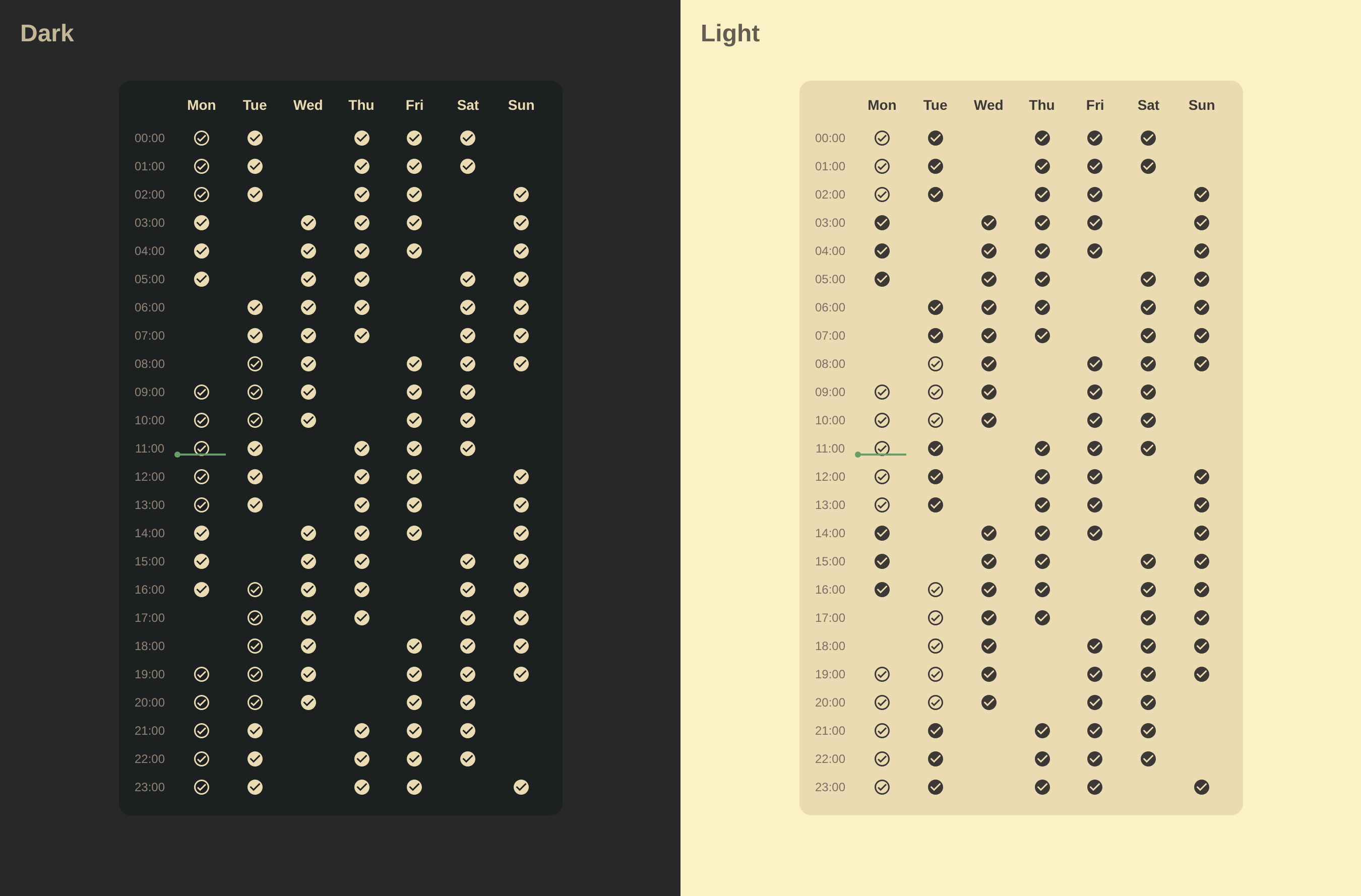 Calendar Week Grid Card Example: Basic