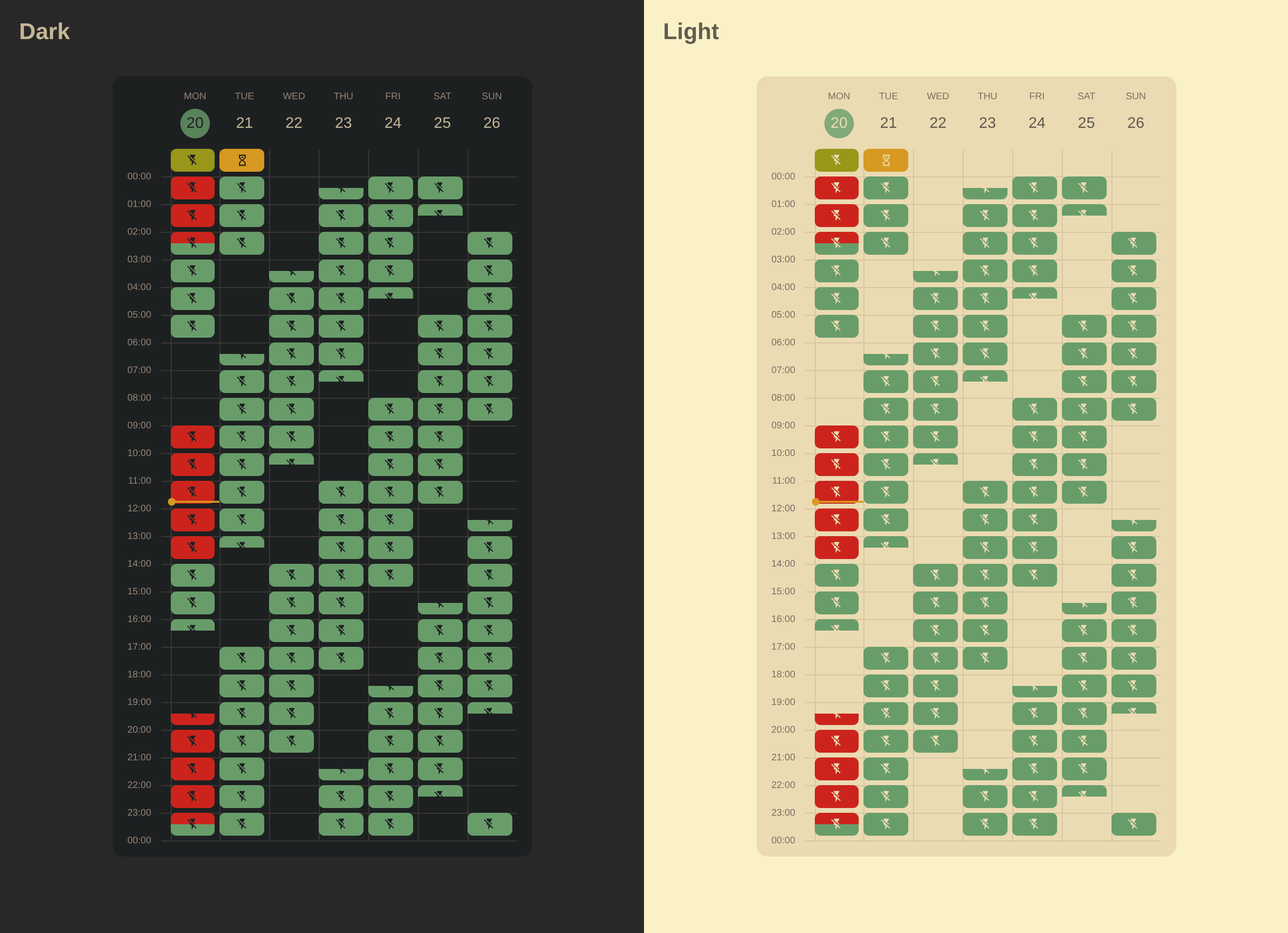 Calendar Week Grid Card Example: Google Calendar
