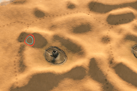 Animated GIF showing the process of painting a chasm in map editor on top of uneven terrain