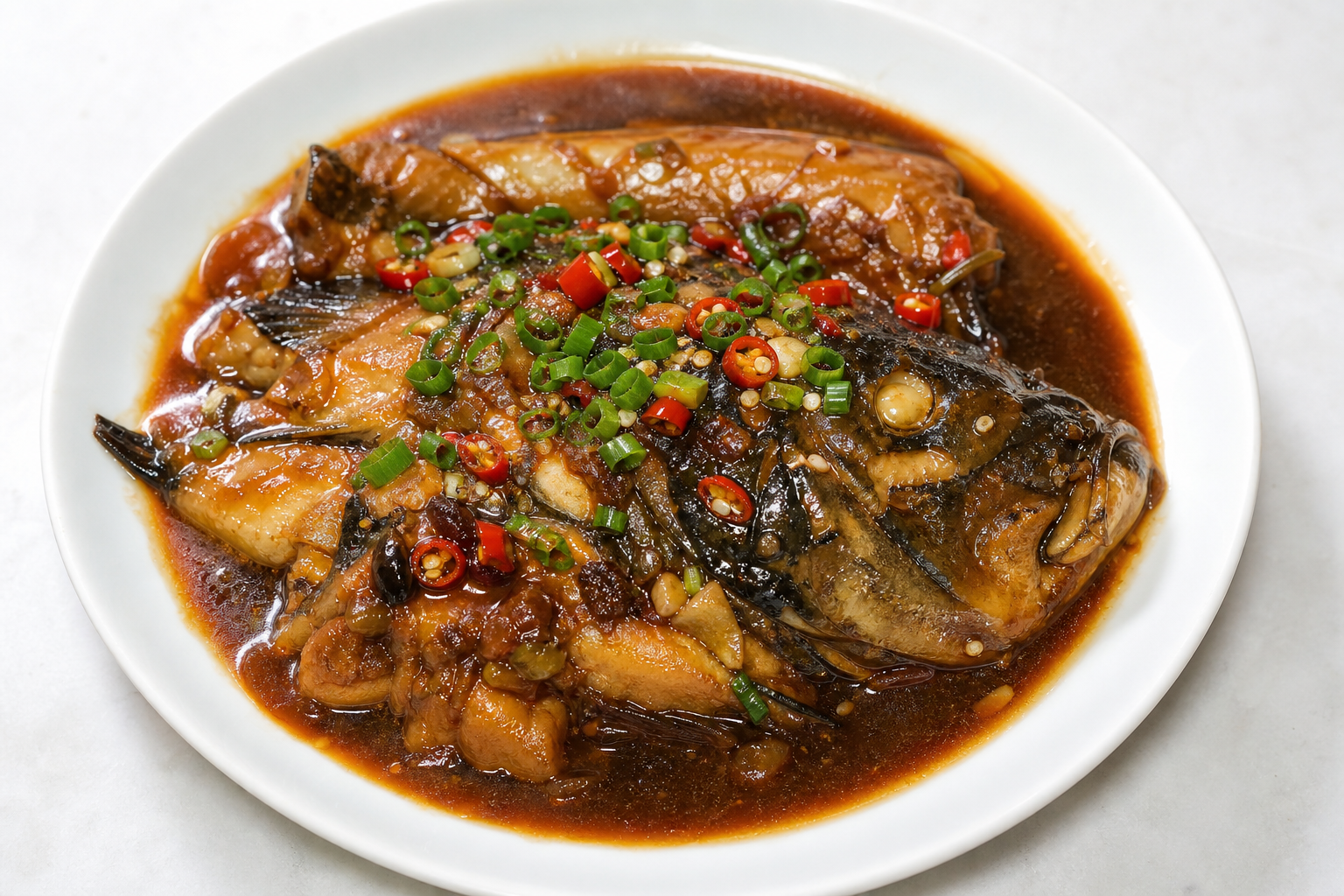Braised Fish Head in Soy Sauce