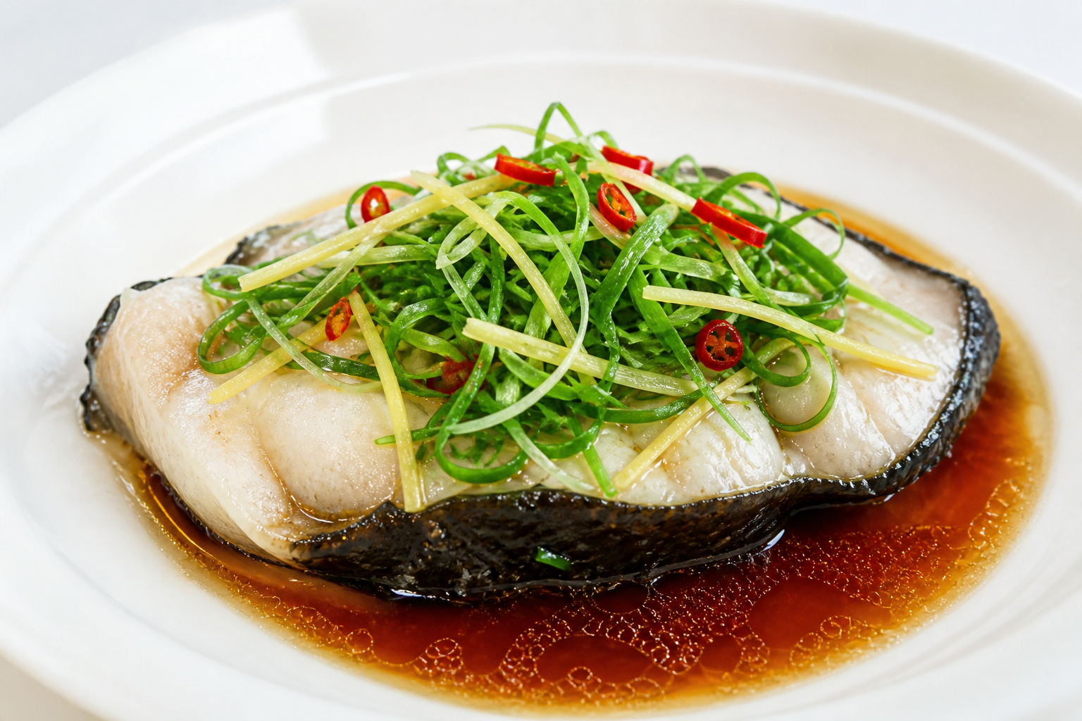Microwave Black Cod with Scallion and Ginger