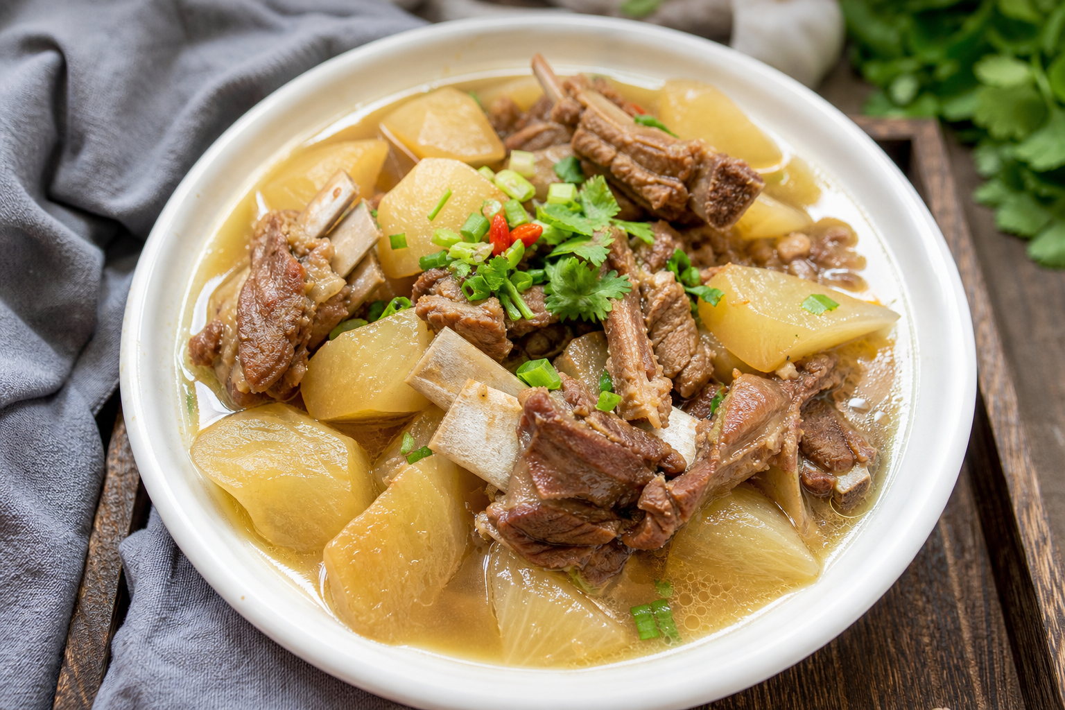 Braised Lamb Chops with Daikon Radish