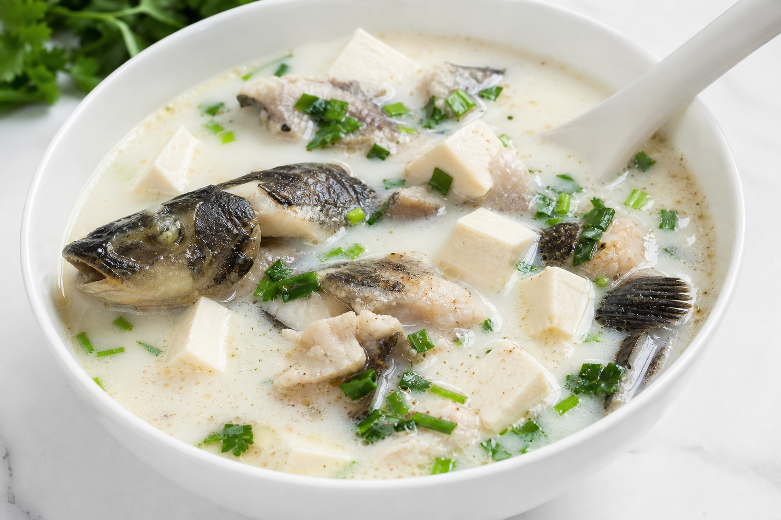 Yellow catfish or sand goby and tofu soup