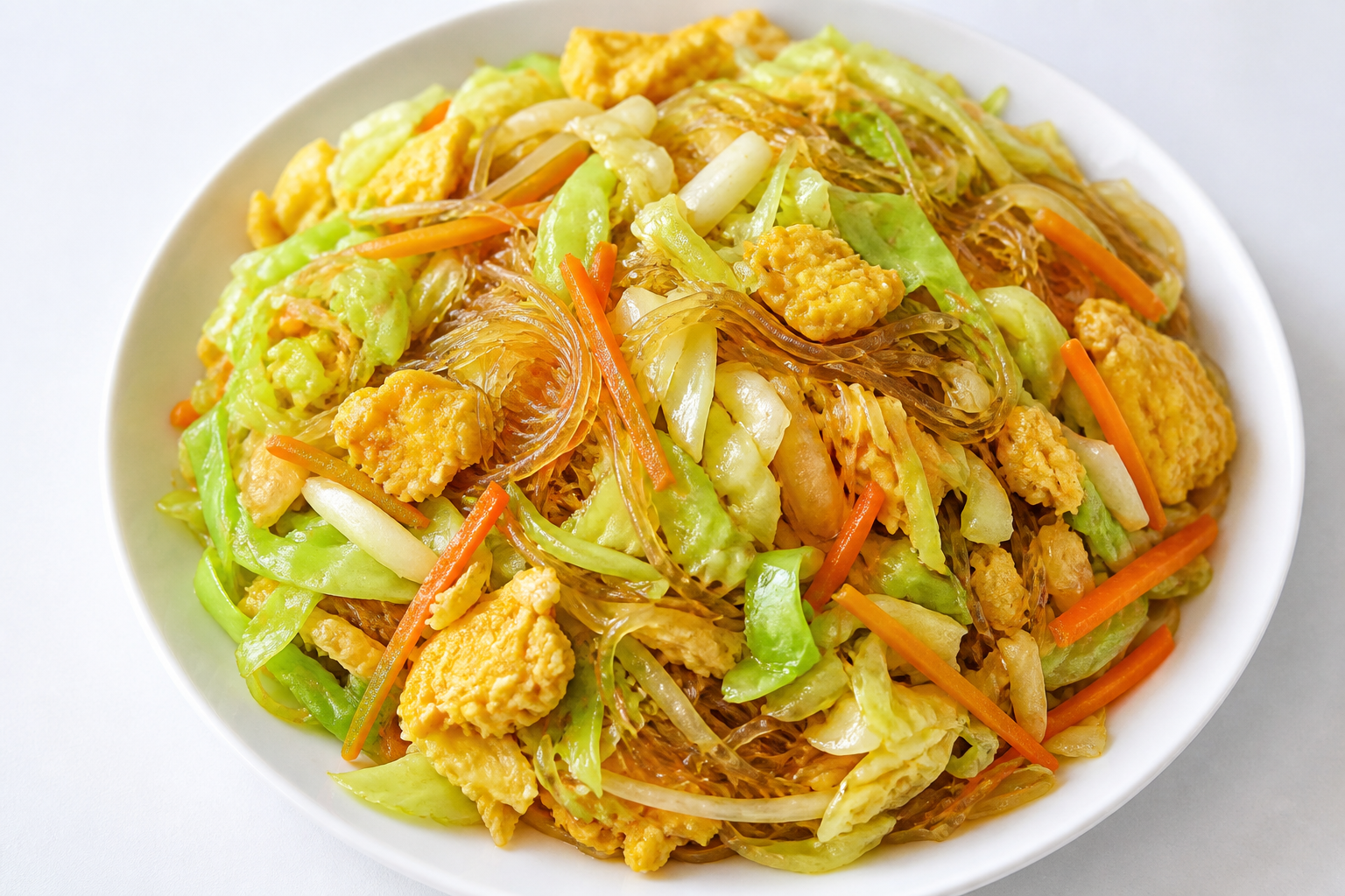 Stir-Fried Cabbage with Egg and Glass Noodles