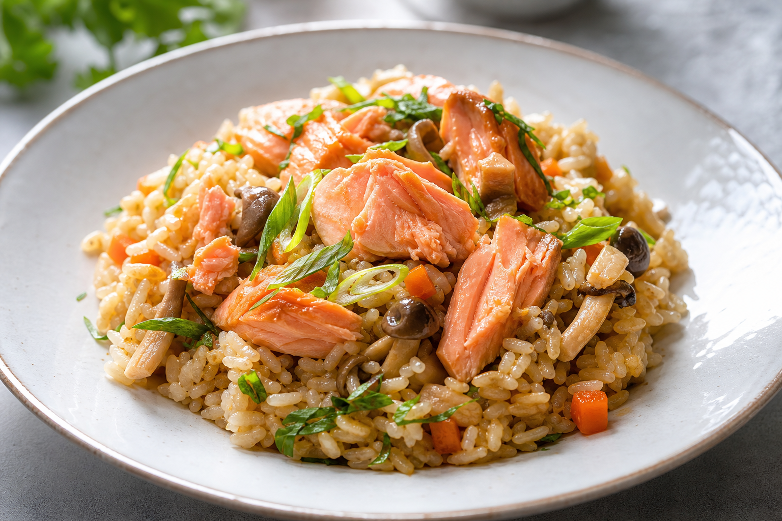 Rice Cooker Salmon Claypot Rice