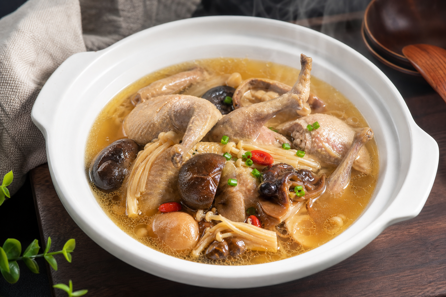 Mushroom and Squab (young pigeon) Stew