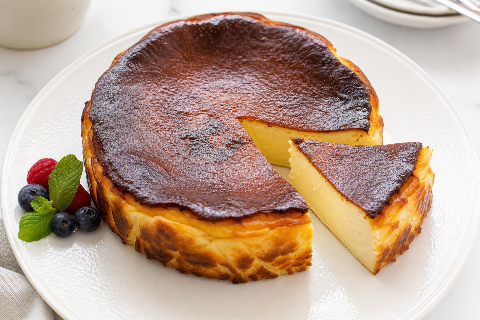 Oven-Baked Basque Cheesecake