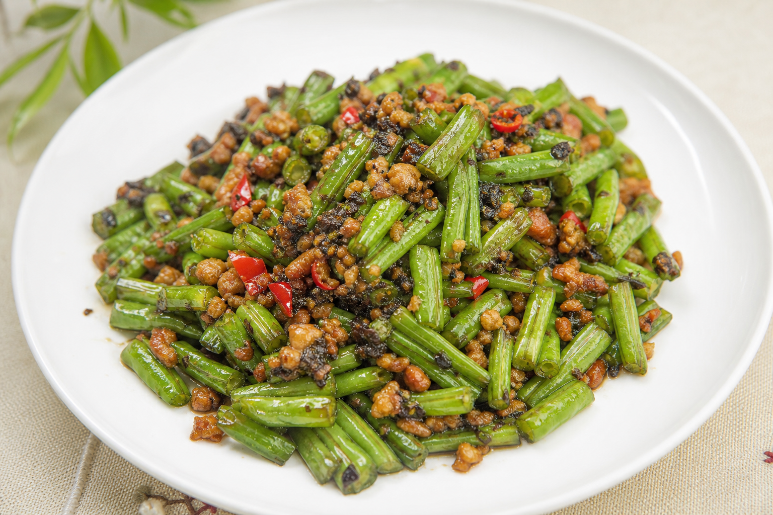 Green Beans with Minced Pork and Olive Vegetable Sauce