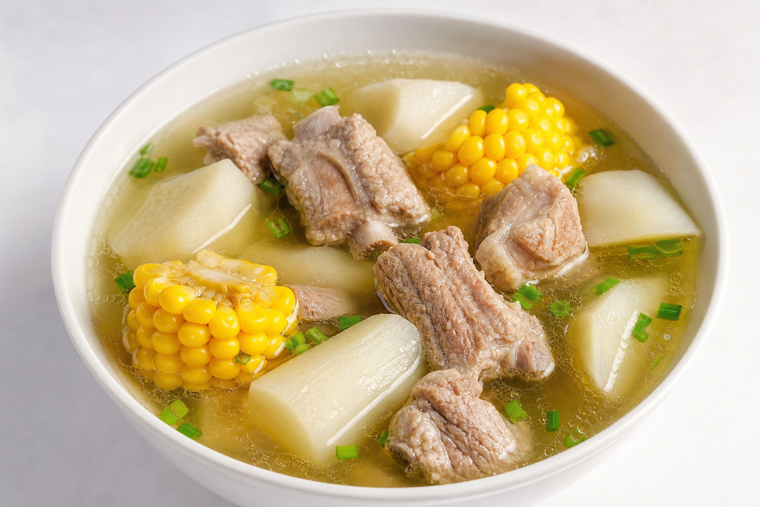 Pork Ribs, Chinese Yam, and Corn Soup