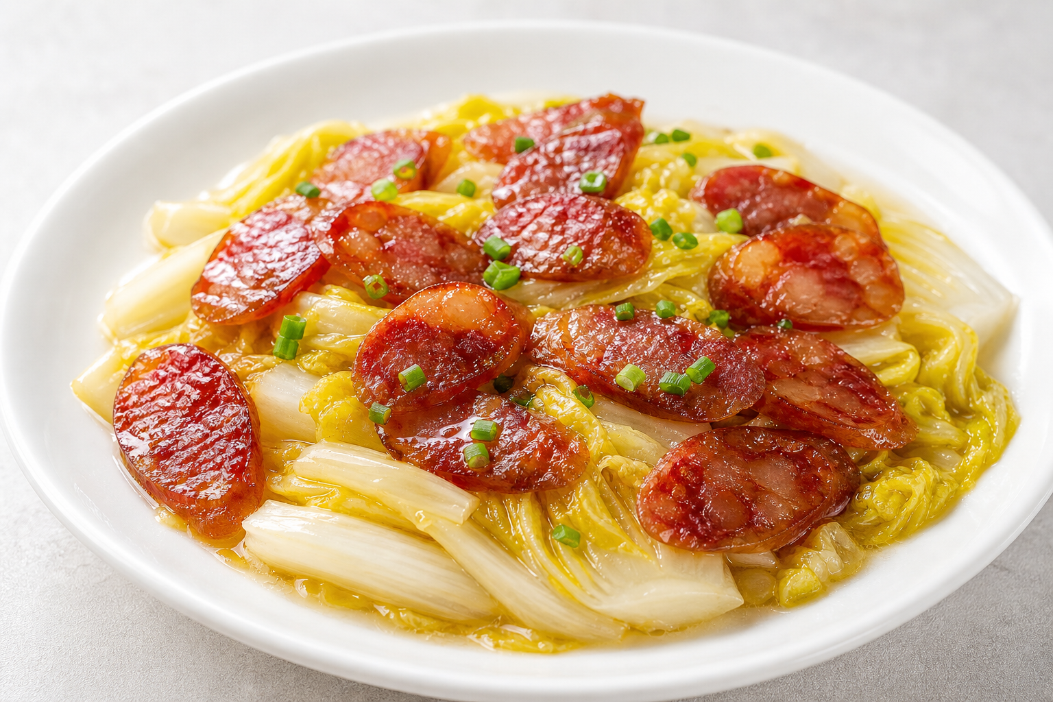 Qian-style Cured Sausage with Baby Chinese Cabbage