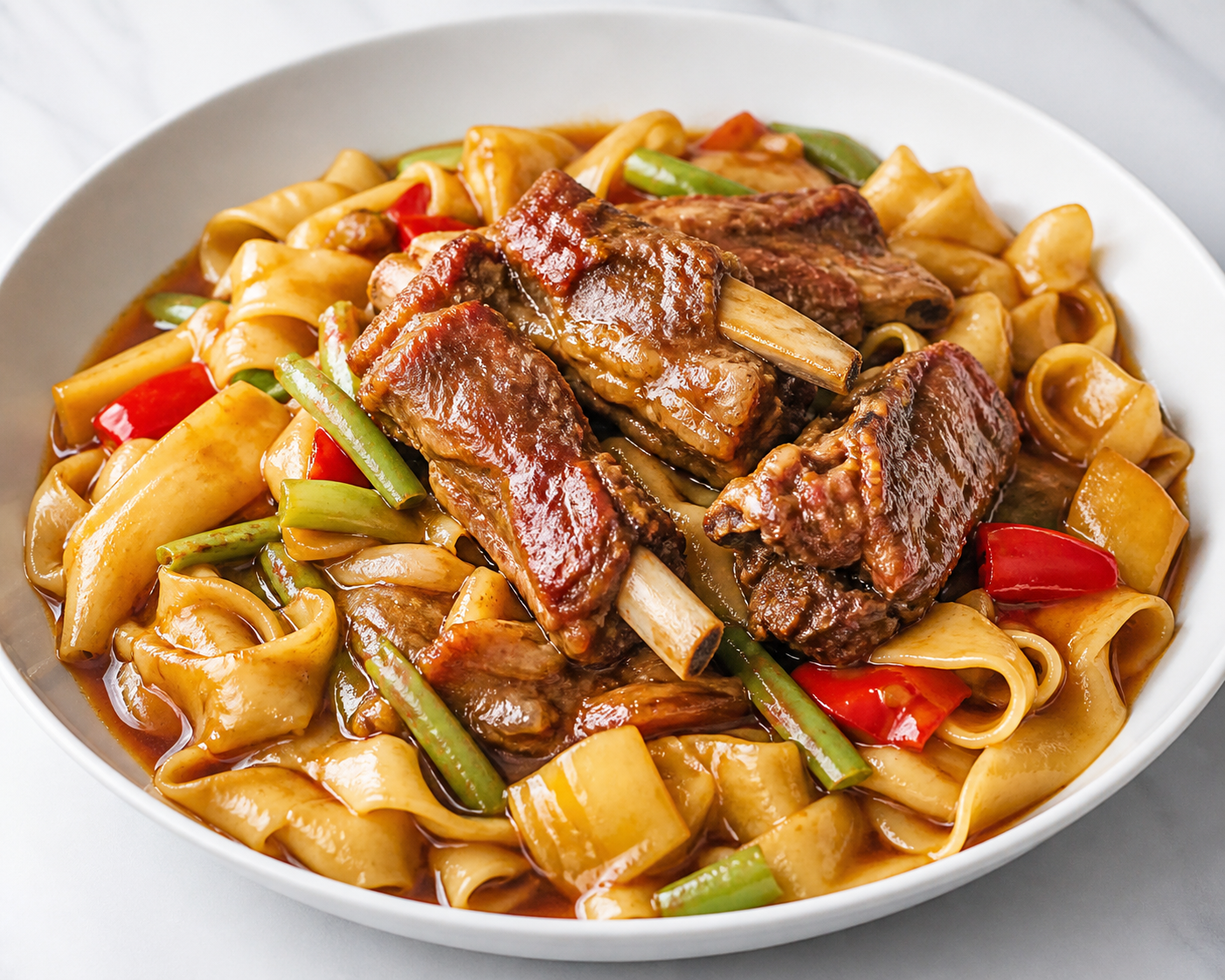Braised Lamb Chops with Noodles