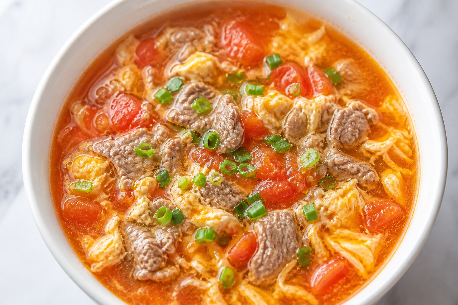 Tomato Beef Egg Drop Soup