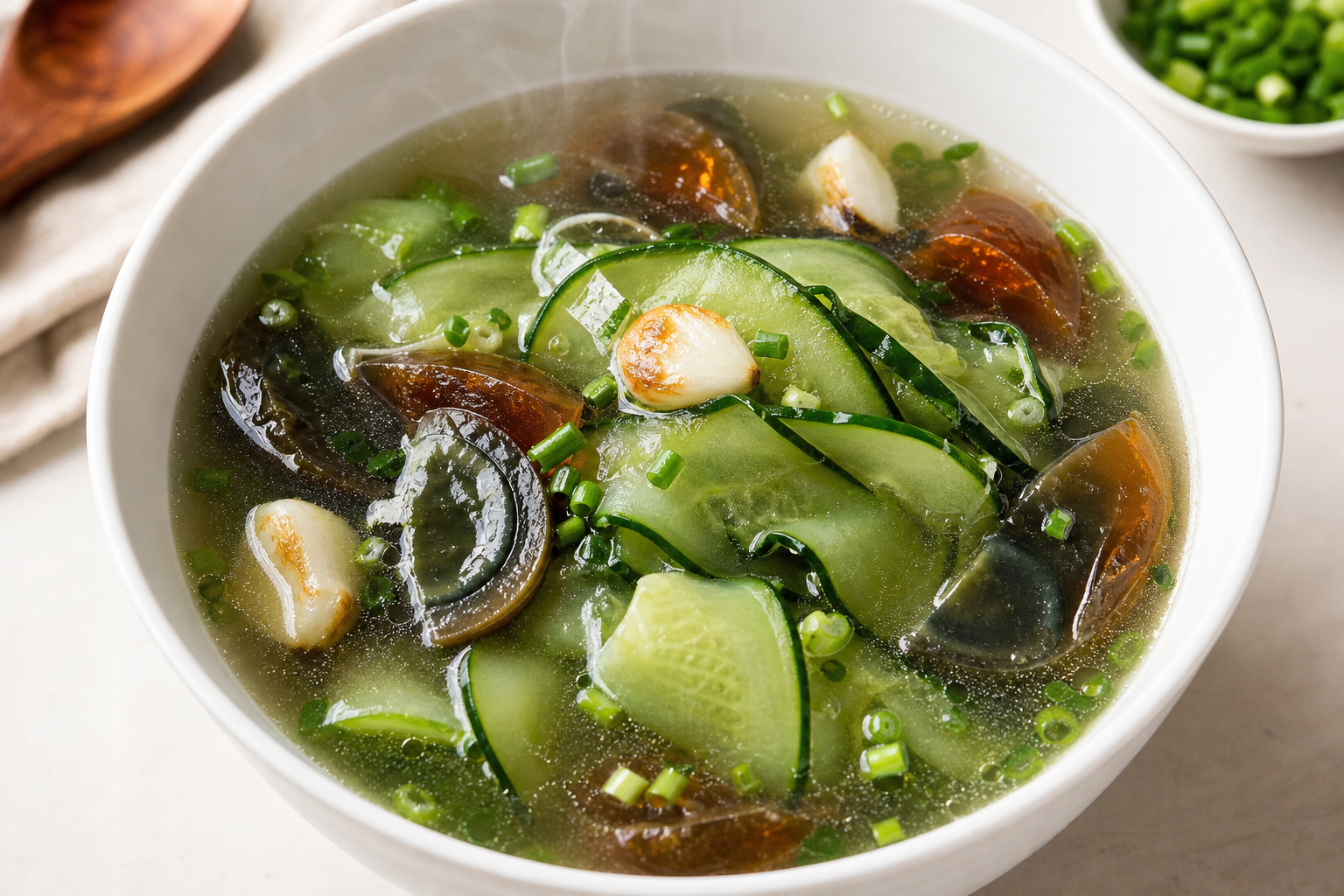 Cucumber and Preserved Egg Soup