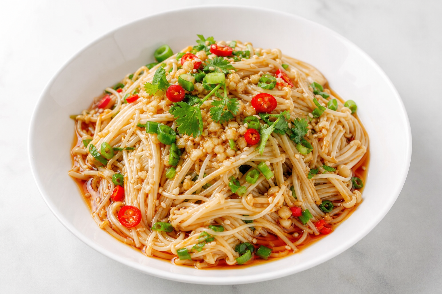 Cold-Dressed Enoki Mushrooms