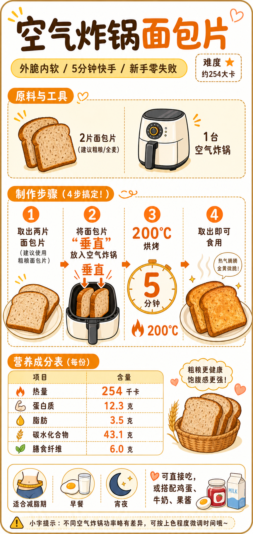 Air Fryer Bread Slices — ingredients and steps overview