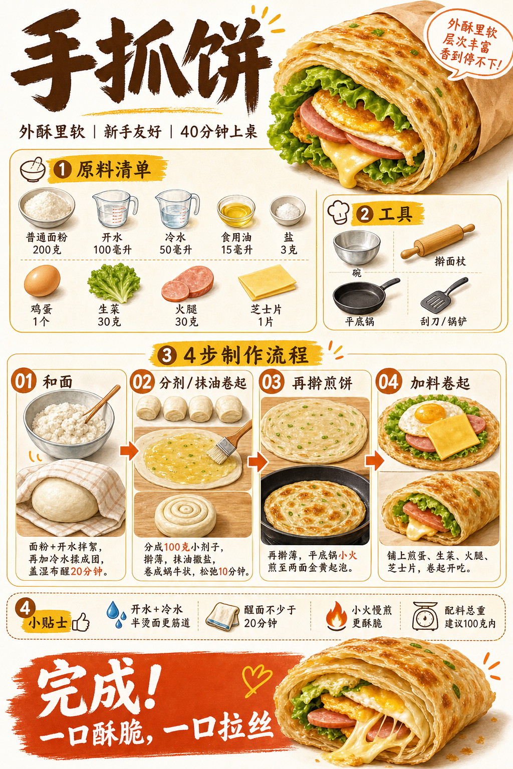 Hand-Torn Pancake — ingredients and steps overview